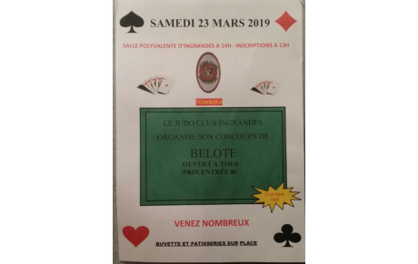 Concours de Belote  samedi 23 mars 2019